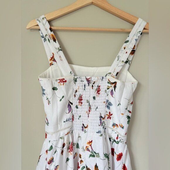 NEW Reformation Everett Linen Midi Dress Corsini White Multi Floral | US 6 UK 10 - Picture 11 of 16